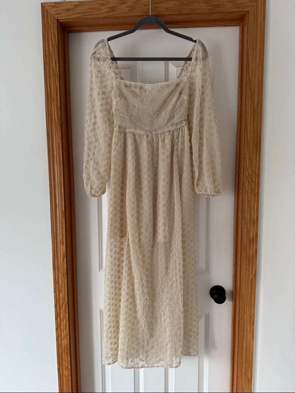 Free People Cream Lace Long Sleeve Dress
